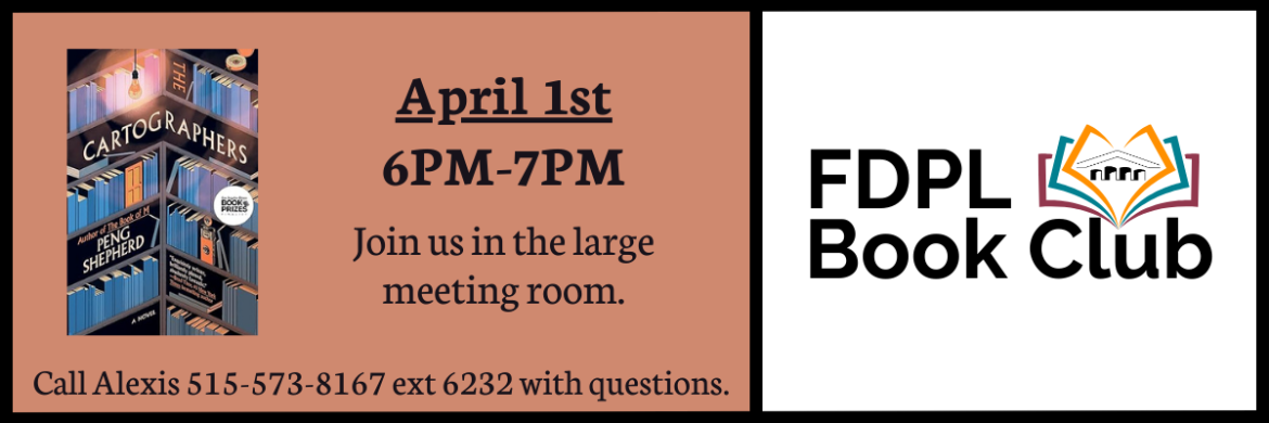 FDPL Book Club April 1, 2024 at 6 PM - The Cartographers
